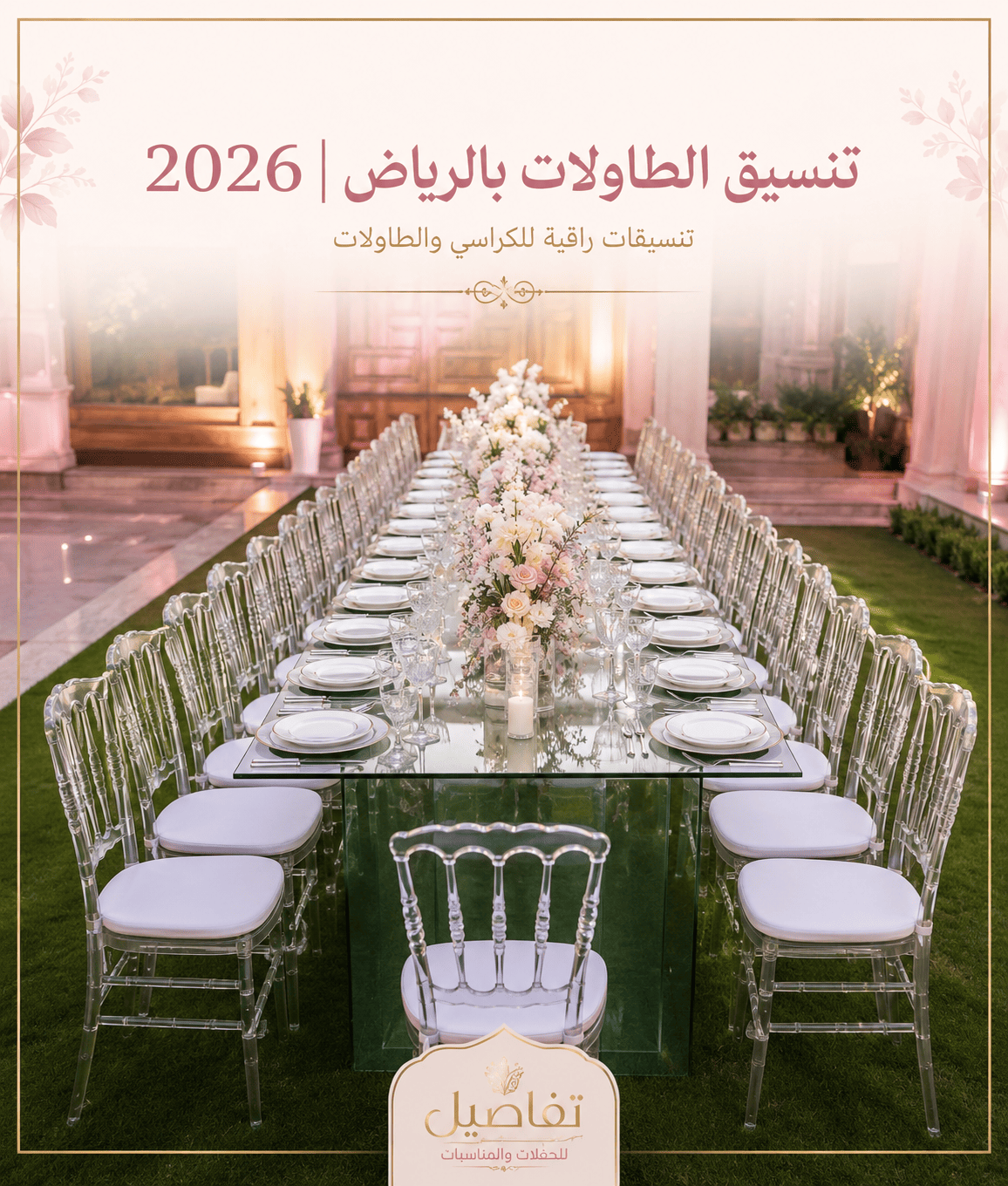 تأجير كراسي وطاولات فاخرة بالرياض للمناسبات الكبيرة بتنسيق راقٍ وتوصيل سريع