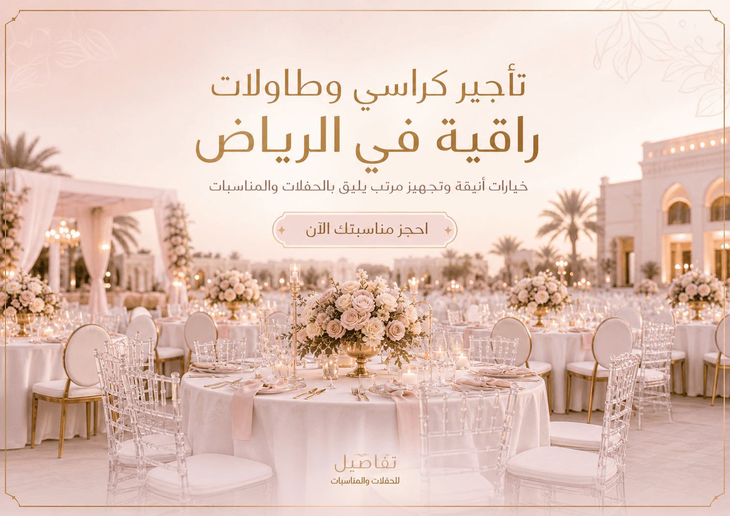 افضل تاجير كراسي وطاولات بالرياض | تجهيز حفلات ومناسبات